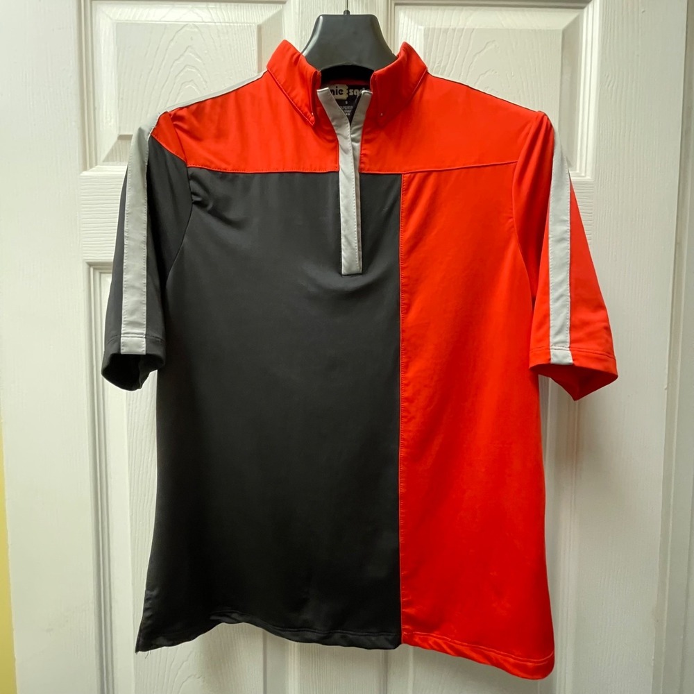 Vintage Jamie Sadock Women's Sz Small Red & Black Cap Sleeve‎ V-Neck Polo Shirt - Picture 5 of 12